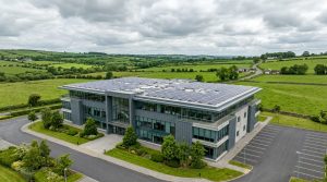 Commercial solar panels on an Irish business rooftop showing return on investment
