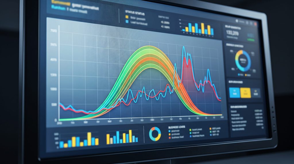 Solar monitoring dashboard comparing generation and business energy demand