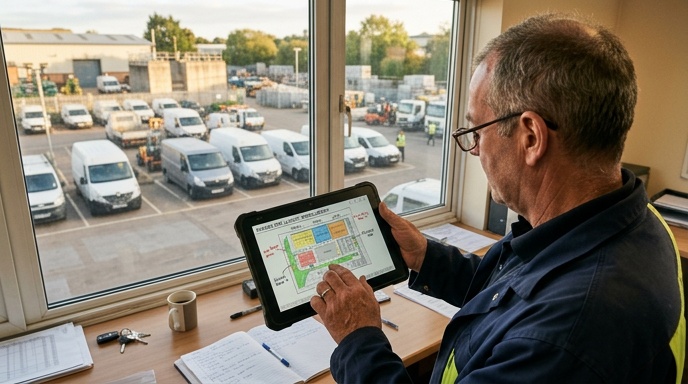 Electrical engineer checking a depot distribution board and power meter