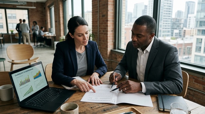 business reviewing solar ppa contract